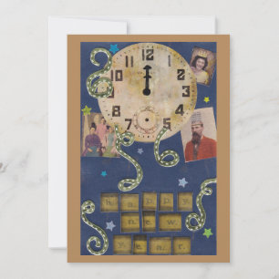 Vintage Neujahrseinladung (doppelseitig) Einladung