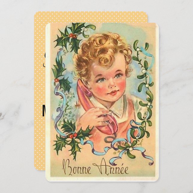 Vintage Neujahrsfeier Einladung (Vorne/Hinten)