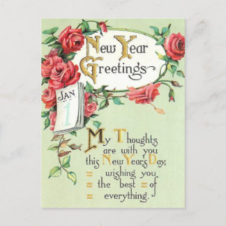 Vintage Neujahrskarte Feiertagspostkarte