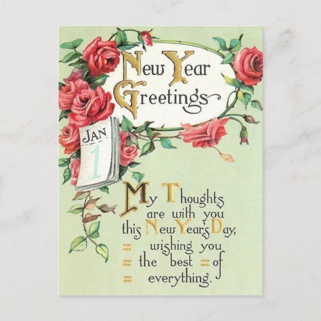 Vintage Neujahrskarte Feiertagspostkarte (Vorderseite)