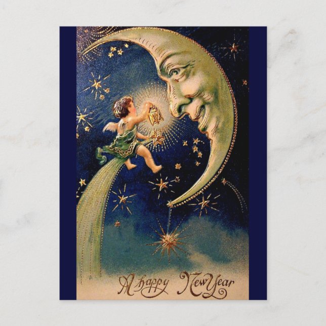 Vintage Neujahrskarte Feiertagspostkarte (Vorderseite)