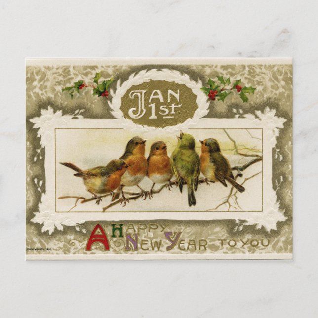 Vintage Neujahrspostkarte Feiertagspostkarte (Vorderseite)
