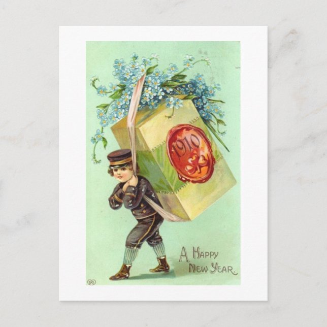 Vintage Neujahrspostkarte Feiertagspostkarte (Vorderseite)
