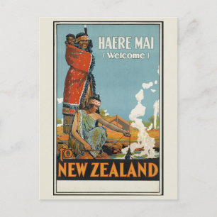 Vintage Neuseeland Māori Haere Mai Willkommensreis Postkarte