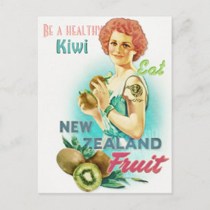 Vintage neuseeländische Kiwi-Obstkarte Postkarte