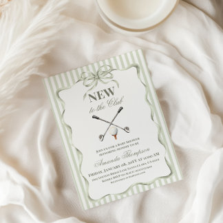 Vintage Neutral New to the Club Golf Baby Shower Einladung