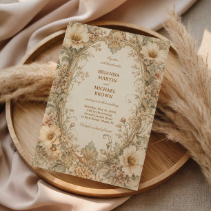 Vintage Neutrale Botanische Elegante Blütenpracht Einladung