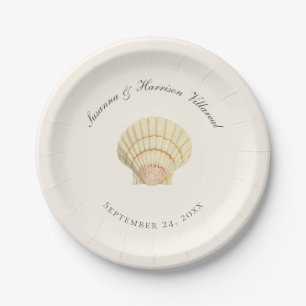 Vintage neutrale einzelne Muschel-Hochzeitsfeier Pappteller