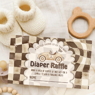 Vintage neutrale Rennwagen-Baby-Shower-Windel-Raff Begleitkarte