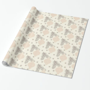 Vintage neutrale Tanne & Weihnachtsdekoration Geschenkpapier
