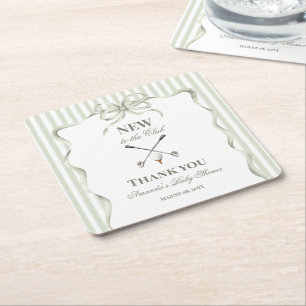 Vintage Neutrales Neu im Club Golf-Baby-Party Rechteckiger Pappuntersetzer