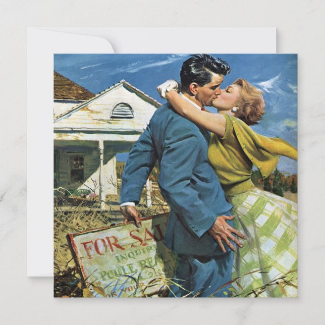 Vintage Neuvermählte, Party Einladung der Haushalt (Vorderseite)