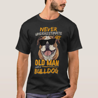 Vintage Never Underestimate An Old Man With A Bull T-Shirt