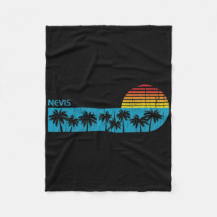 Vintage Nevis Beach Palmen Retro 70er Jungen Mädch Fleecedecke