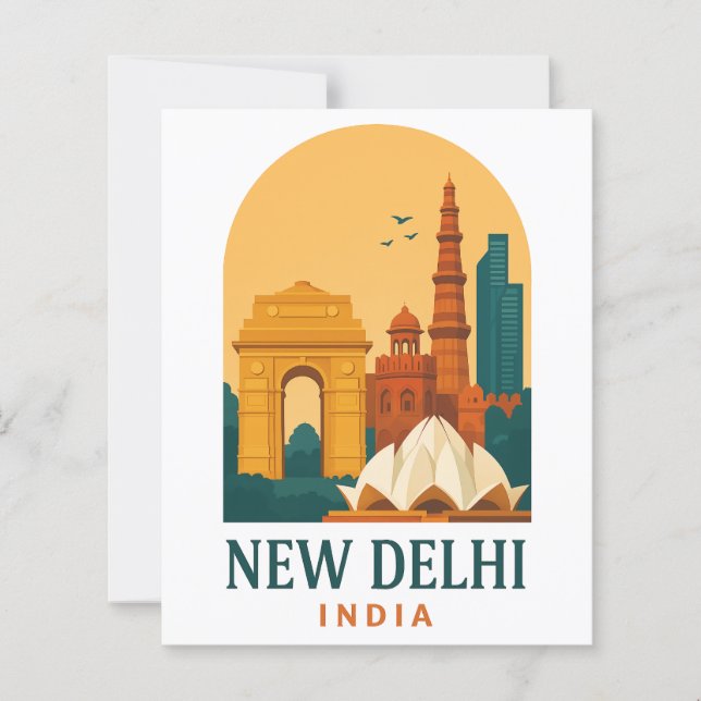 Vintage New Delhi India Travel Poster – Retro City (Vorderseite)