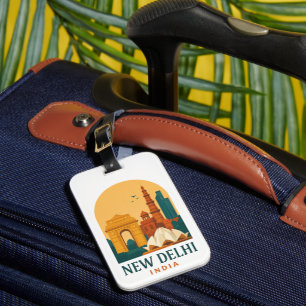 Vintage New Delhi Indien Reise – Retro Gepäckanhänger
