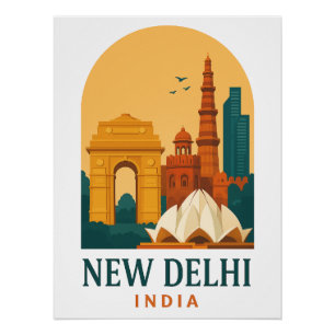 Vintage New Delhi Indien Retro-Reiseposter Poster