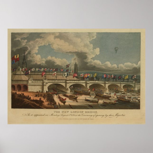 Vintage New London Bridge Illustration (1831) Poster (Vorne)