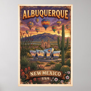 Vintage-New-Mexico-Ballonposter Poster