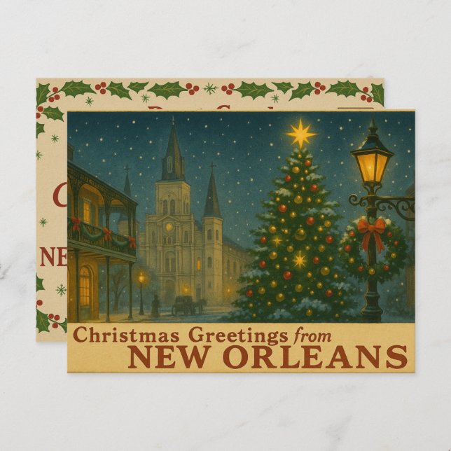 Vintage New Orleans Christmas Postcard Postkarte (Vorne/Hinten)