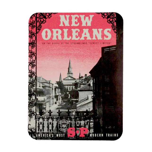 VINTAGE NEW ORLEANS FLEXIBLES FOTO MAGNET (Vertikal)
