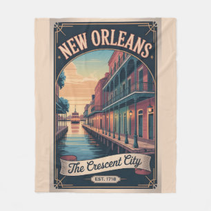Vintage New Orleans Louisiana Retro-Reiseposter Fleecedecke