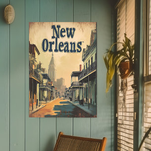 Vintage New Orleans, Louisiana Tramhaltestelle Poster