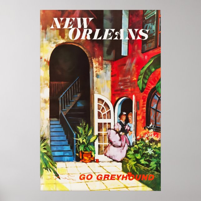 Vintage New Orleans Louisiana Travel Poster Print (Vorne)