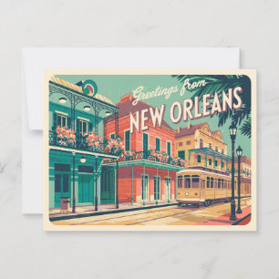 Vintage New Orleans Postkarte   Grüße aus