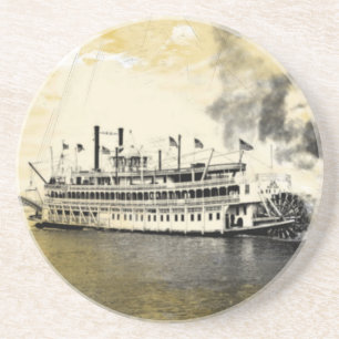Vintage New Orleans River Stern Wheeler Untersetze Sandstein Untersetzer
