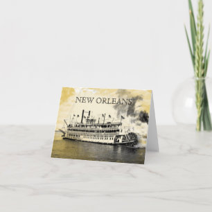 Vintage New Orleans Stern Wheeler Notizkarte Feiertagskarte