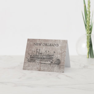 Vintage New Orleans Stern Wheeler Notizkarte Feiertagskarte