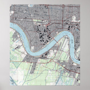 Vintage New Orleansriverfront-Jefferson-Gemeinde Poster