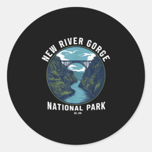 Vintage New River Gorge Nationalpark-Brücke Runder Aufkleber