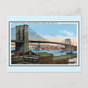 Vintage New York City Brooklyn Bridge, Manhattan Postkarte