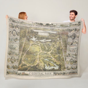 Vintage New York City Central Park Map, 1863 Fleecedecke