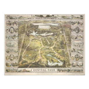 Vintage New York City Central Park Map, 1863 Fotodruck