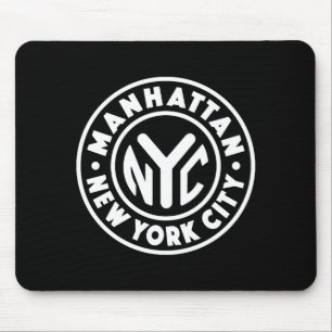Vintage New York City Circle Manhattan Weiß Mousepad