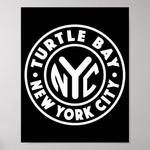 Vintage New York City Circle Turtle Bay Weiß  Poster
