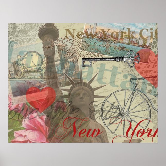 Vintage New York City Collage Poster (Vorne)