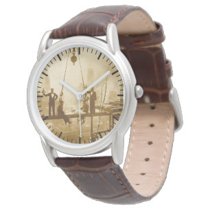 Vintage New York City Eisenarbeiter Mittagessen  Armbanduhr