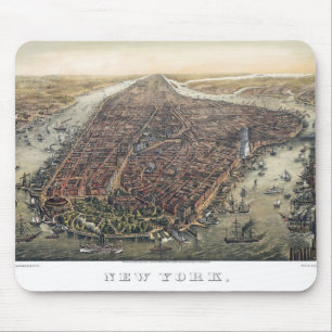 Vintage New York City, Manhattan, Brooklyn Bridge Mousepad