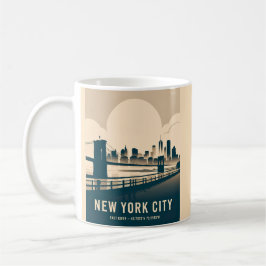 Vintage New York City Manhattan Skyline Minimalist Kaffeetasse