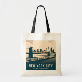 Vintage New York City Manhattan Skyline Minimalist Tragetasche