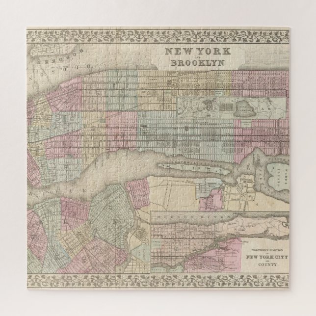 Vintage New York City Map Puzzle (Vertikal)