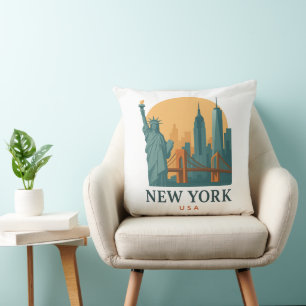 Vintage New York City – Minimalistisches Reise- Kissen