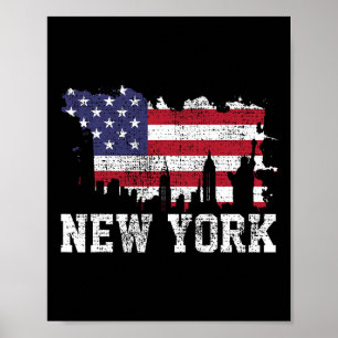 Vintage New York City Nyc-Silhouette USA-Flagge Am Poster