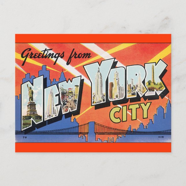 Vintage New York City Postkarte (Vorderseite)