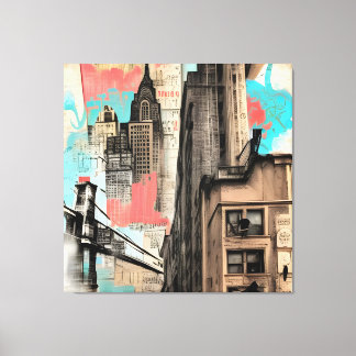 Vintage New York City Sketch Leinwanddruck