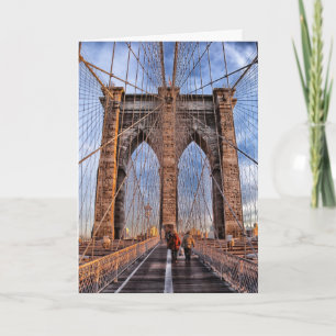 Vintage New York City Skyline Brooklyn Bridge Karte